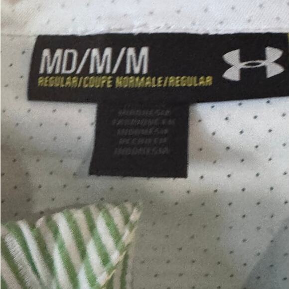 Under Armour Green & White Seersucker Striped Hooded Jacket - MD/M VERY NICE!! - Picture 2 of 8